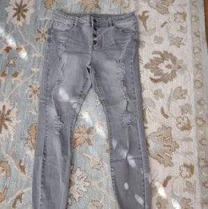 NWOT Grace&Lace Olive Gray Button Fly Jeans Size 12